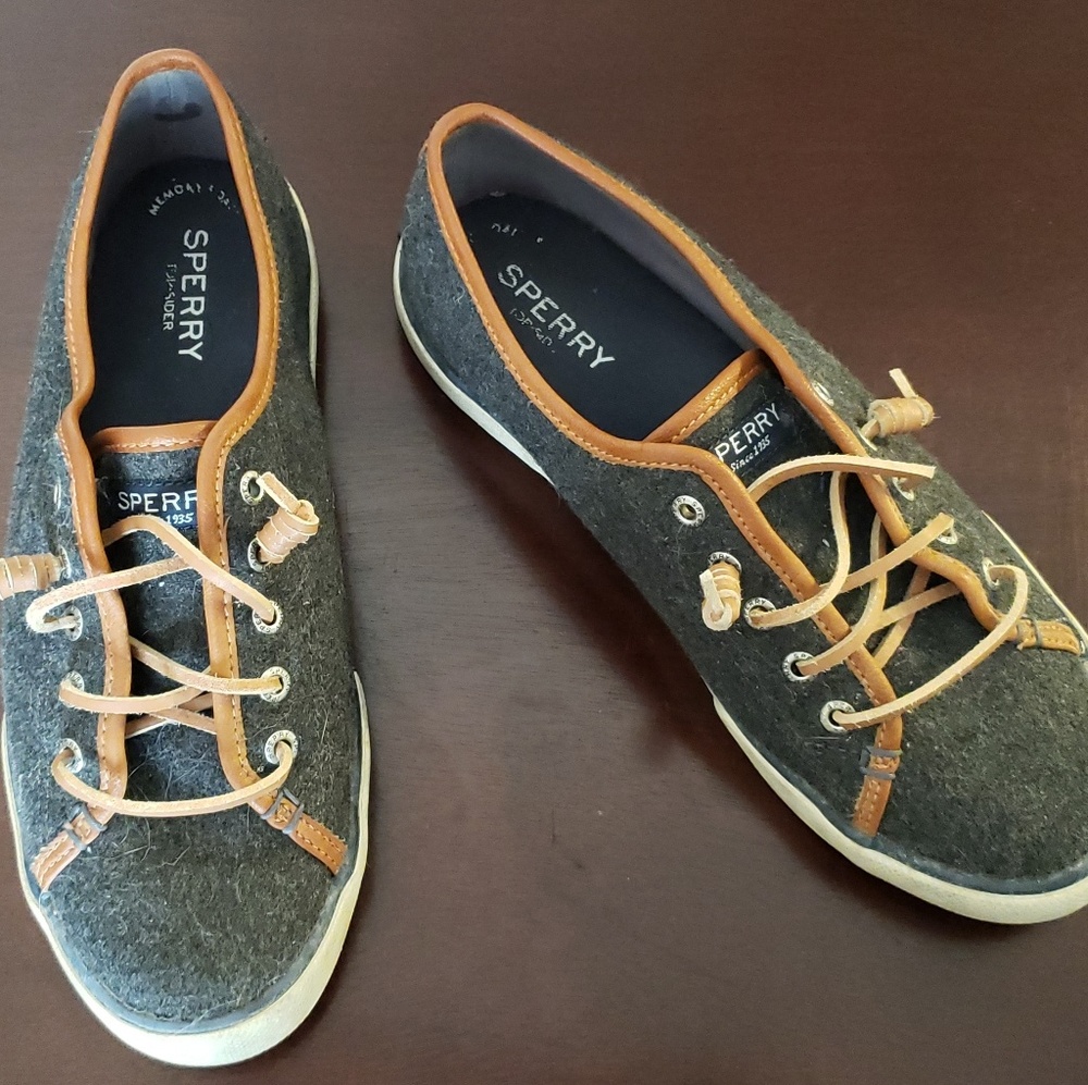 Grey and leather Sperrys